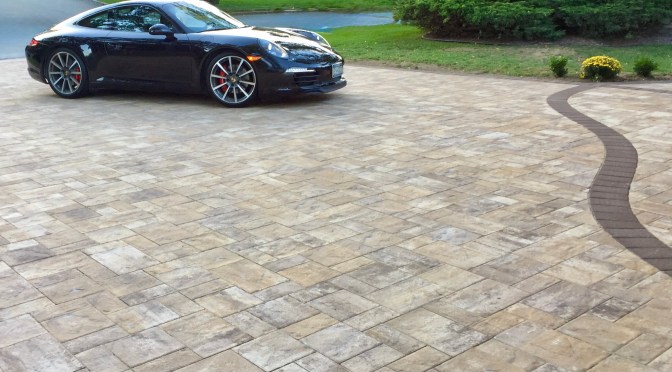 Cambridge Ledgestone 3 Pc. Design Paver Driveway with Mocha Borders, Commack, NY 11725